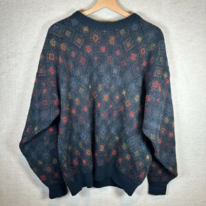 Vintage Geometric 80s Sweater Pullover Jantzen Classics Mens XL 3D Pattern